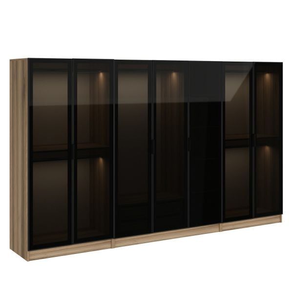 Kale 7 Füme Cam Kapaklı 2Ç Dolap Dore Füme Cam