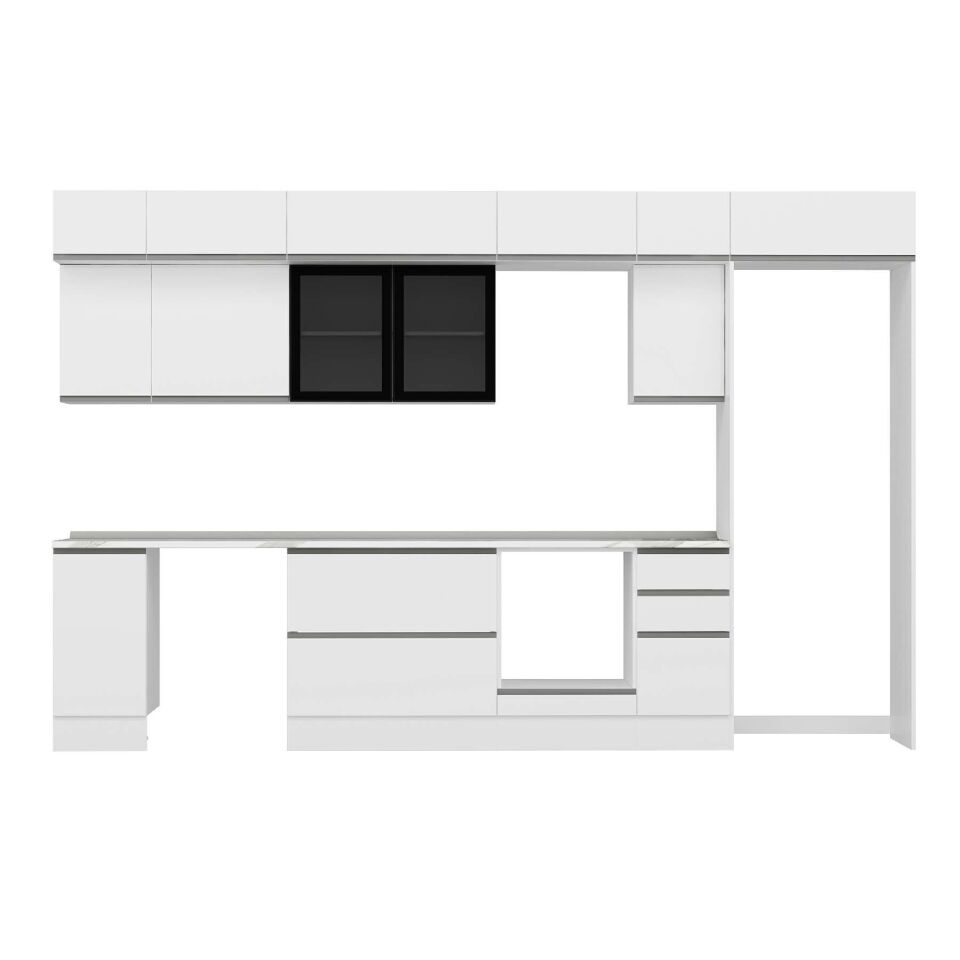 Alvinka 370X240 Cm High Gloss Mutfak Dolabı Mb-E90S40S40-3 High Gloss | Beyaz - Mdf