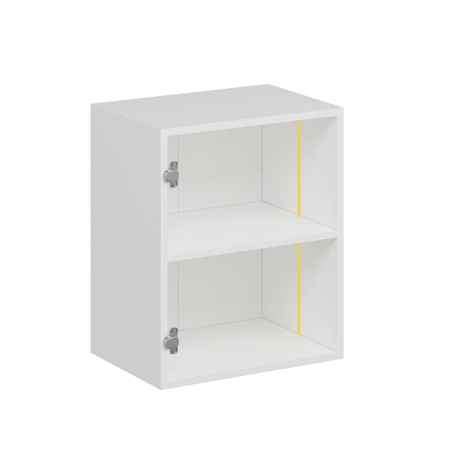 Alvinka Mutfak Modül Üst Dolap Ledli 1Dk1R 50-H60 Mbr A Cam Beyaz Kumtaşı