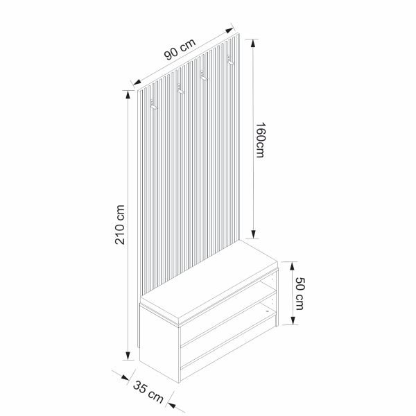 Minar Kale Dekor Panel Ayakkabılık Minderli Byz Mbr Çizgili Byz