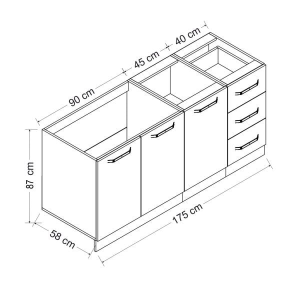 Minar 175 Cm Mutfak Dolabı Beyaz 175-B1 -Alt Modül