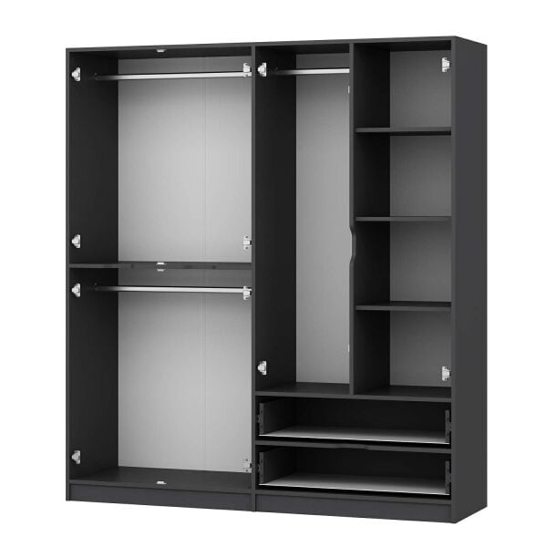 Elina 4 Kapaklı Dolap - Antrasit/Antrasit