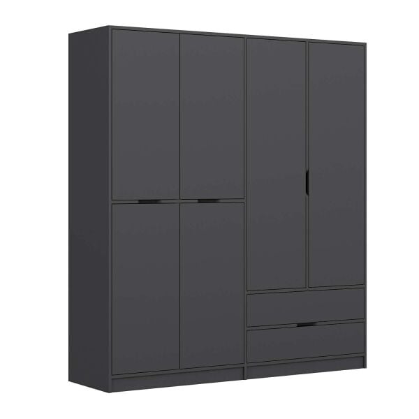 Elina 4 Kapaklı Dolap - Antrasit/Antrasit