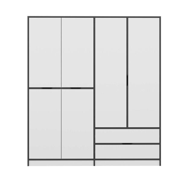 Elina 4 Kapaklı Dolap - Antrasit/Beyaz