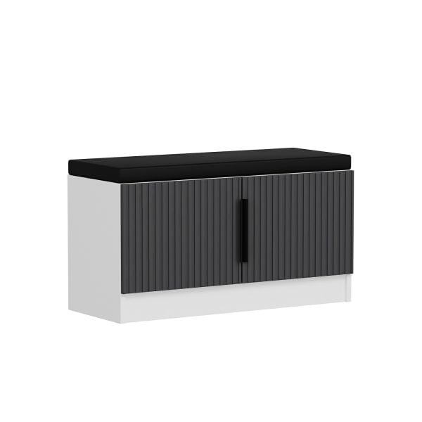 Minar Kale Ayakkabılık Minderli Beyaz Mebran Çizgili Antrasit