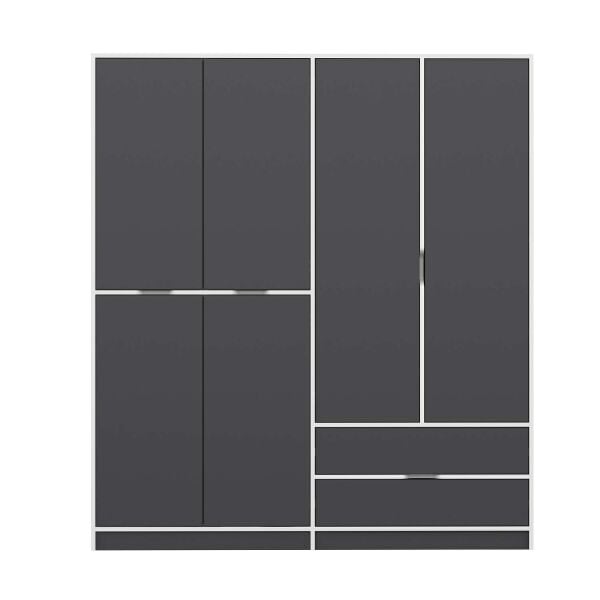 Elina 4 Kapaklı Dolap - Beyaz/Antrasit