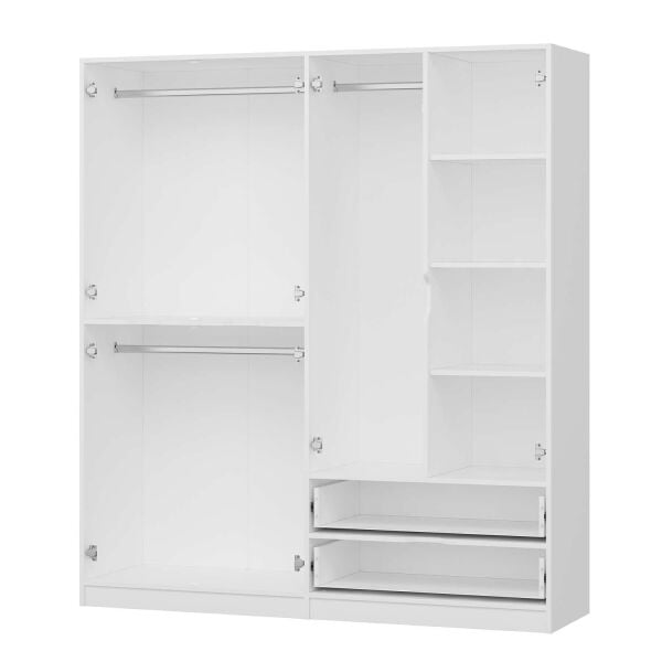 Elina 4 Kapaklı Dolap - Beyaz/Beyaz