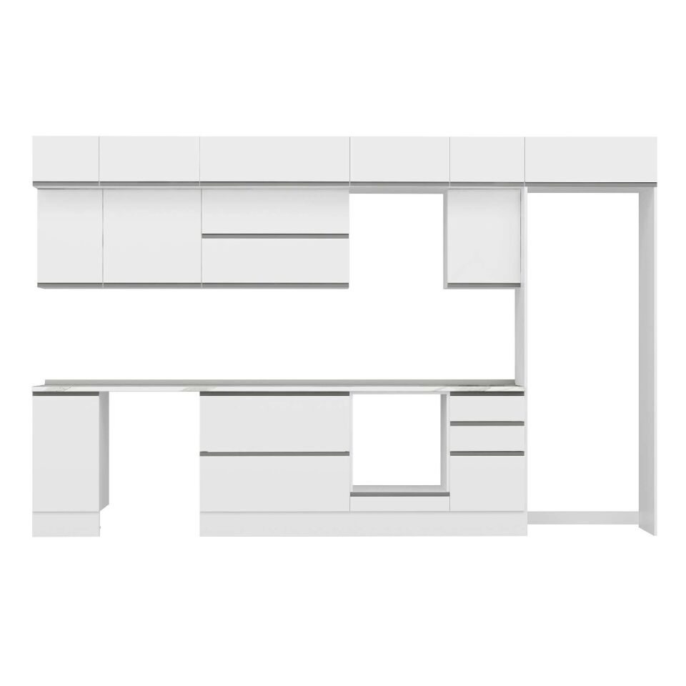 Alvinka 375X240 Cm High Gloss Mutfak Dolabı Mb-E90S40S45-2 High Gloss | Beyaz - Suntalam