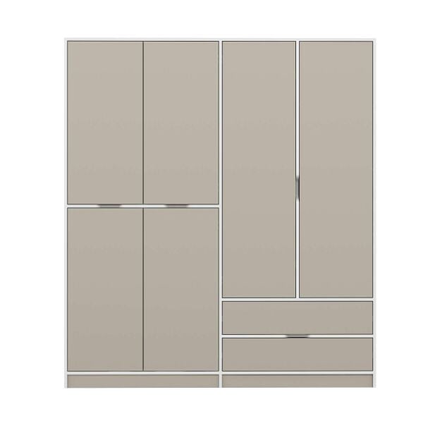 Elina 4 Kapaklı Dolap - Beyaz/Kumtaşı