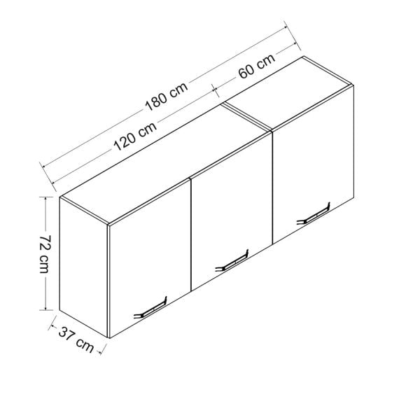 Minar 180 Cm Mutfak Dolabı Beyaz 180-B1-Üst Modül