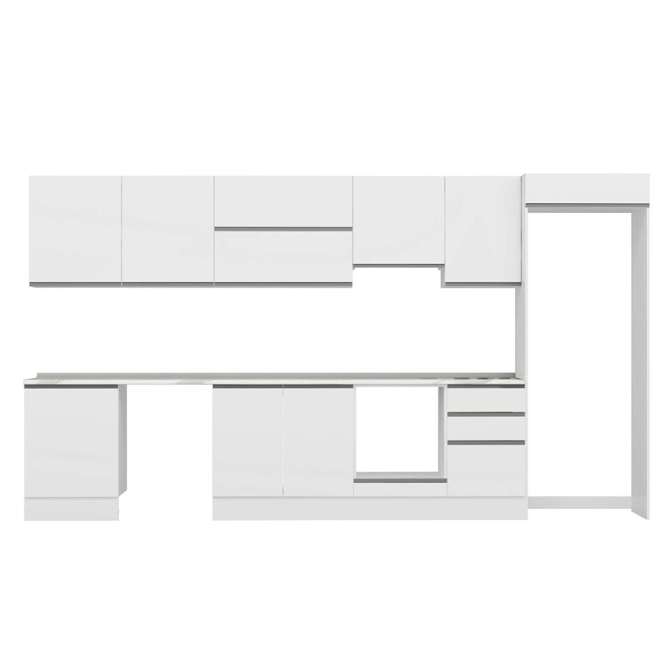 Alvinka 390X222 Cm High Gloss Mutfak Dolabı Mb-E80S60S50-1 High Gloss | Beyaz - Mdf