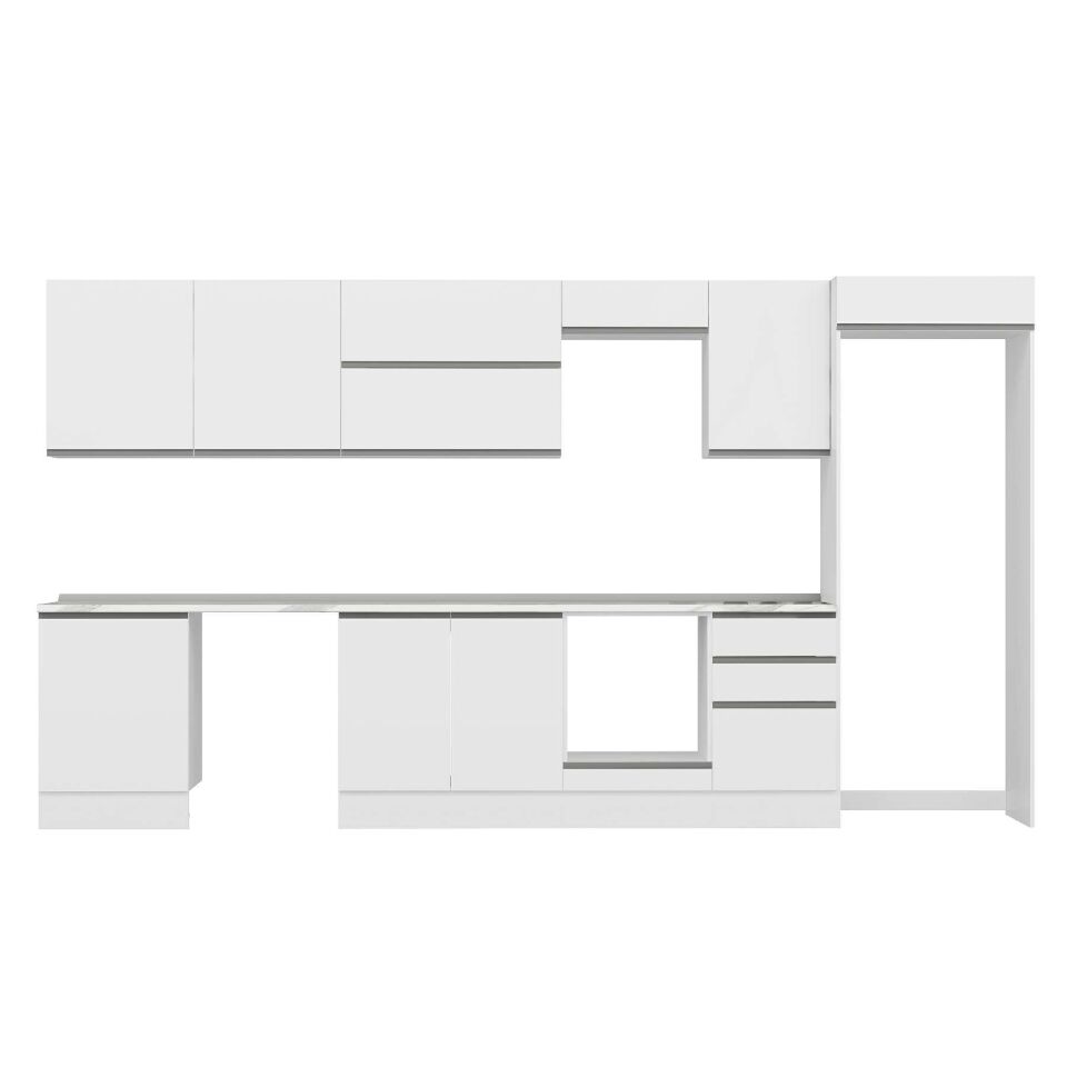 Alvinka 390X222 Cm High Gloss Mutfak Dolabı Mb-E80S60S50-2 High Gloss | Beyaz - Suntalam