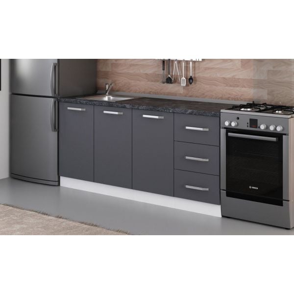 Minar 180 Cm Mutfak Dolabı Beyaz Antrasit 180-A2-Alt Modül