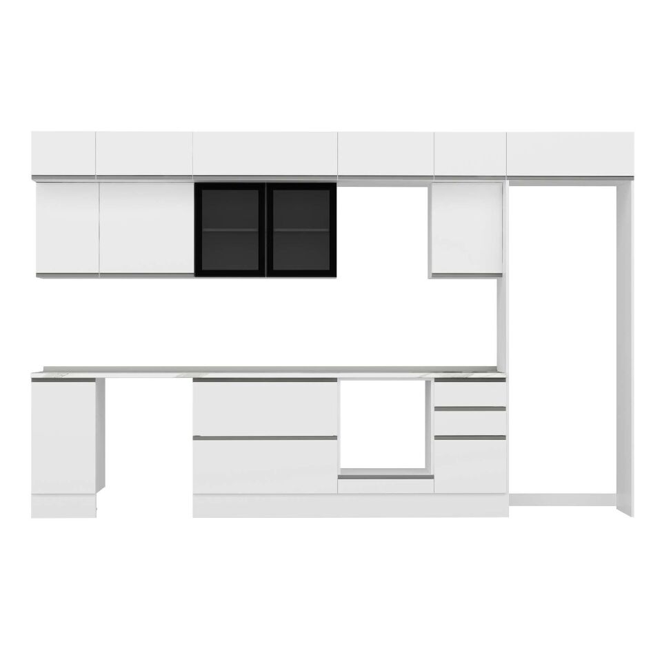 Alvinka 375X240 Cm High Gloss Mutfak Dolabı Mb-E90S40S45-3 High Gloss | Beyaz - Mdf