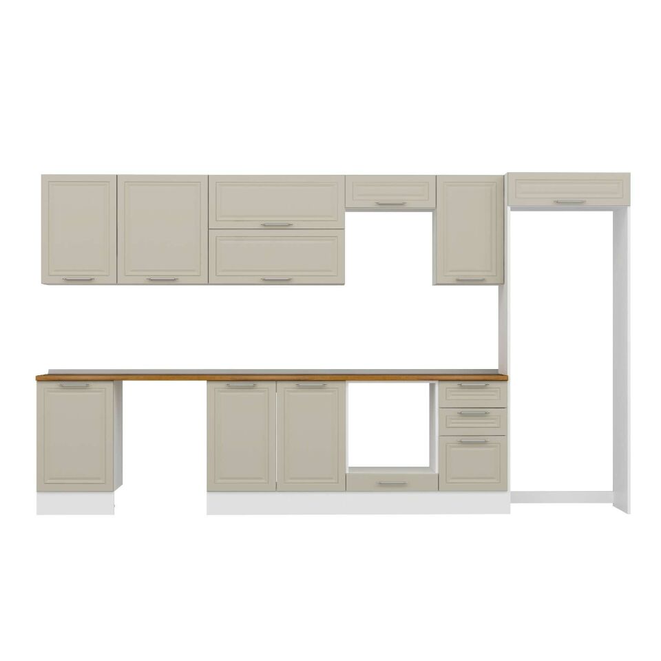 Alvinka 385X222 Cm Klasik Mebran Mutfak Dolabı Mb-E90S50S45-2 Mebran | Kumtaşı - Suntalam