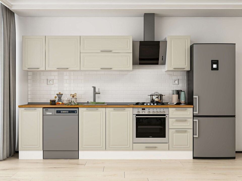 Alvinka 280X210 Cm Klasik Mebran Mutfak Dolabı Beyaz Beyaz M-E80S40S40-2