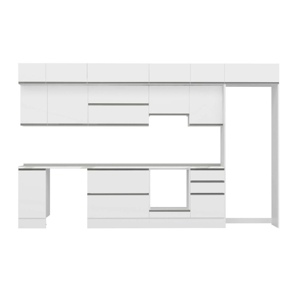 Alvinka 380X240 Cm High Gloss Mutfak Dolabı Mb-E90S40S50-1 High Gloss | Beyaz - Suntalam