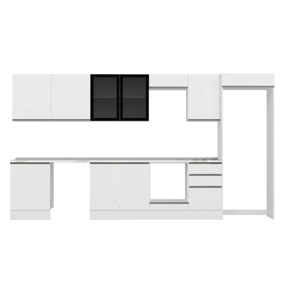 Alvinka 390X222 Cm High Gloss Mutfak Dolabı Mb-E80S60S50-3 High Gloss | Beyaz - Mdf