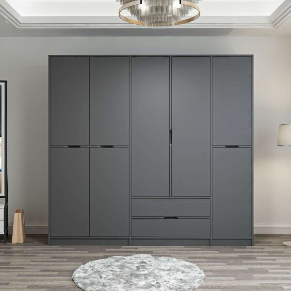 Elina 5 Kapaklı Dolap - Antrasit/Antrasit