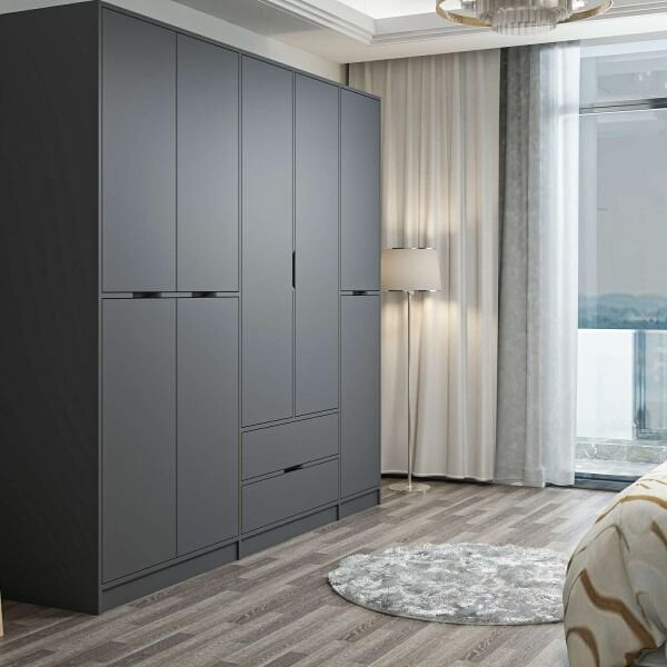 Elina 5 Kapaklı Dolap - Antrasit/Antrasit