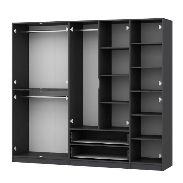 Elina 5 Kapaklı Dolap - Antrasit/Antrasit