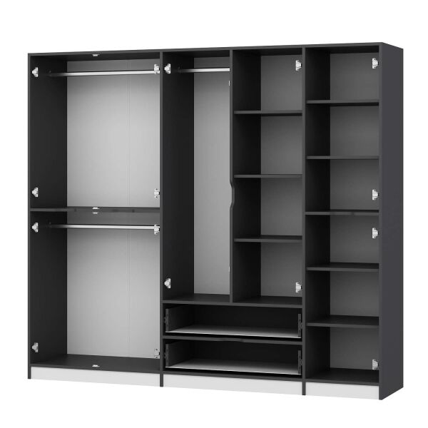 Elina 5 Kapaklı Dolap - Antrasit/Beyaz