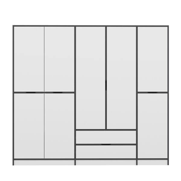 Elina 5 Kapaklı Dolap - Antrasit/Beyaz