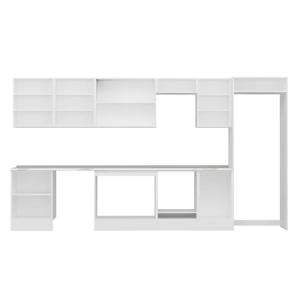 Alvinka 390X222 Cm High Gloss Mutfak Dolabı Mb-E80S60S50-3 High Gloss | Antrasit - Mdf