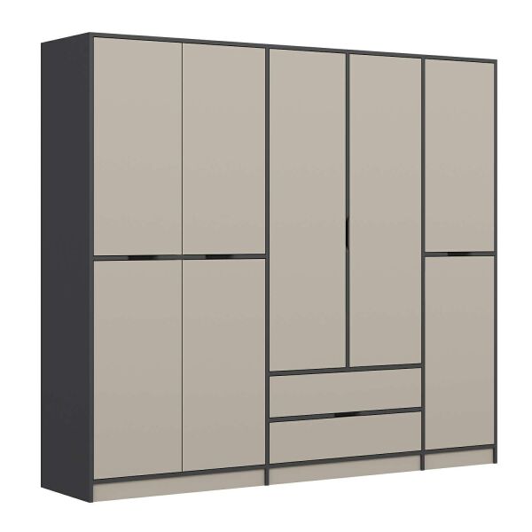 Elina 5 Kapaklı Dolap - Antrasit/Kumtaşı