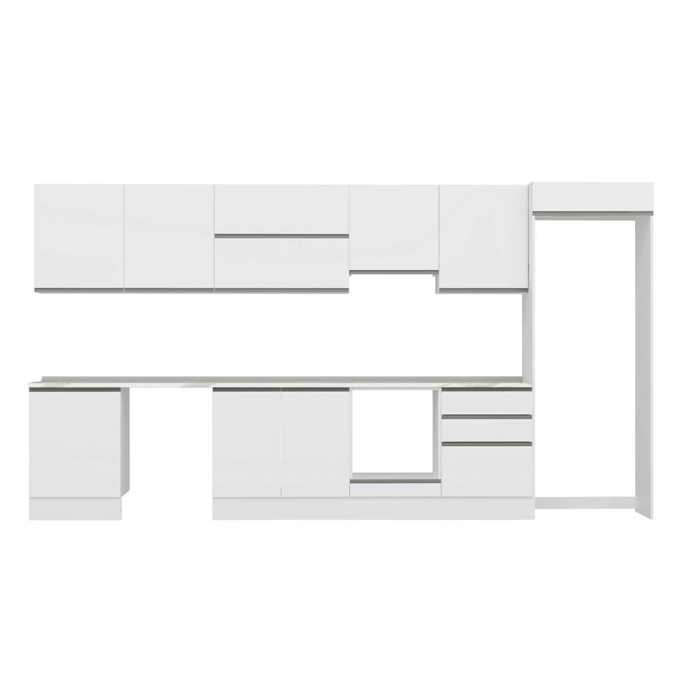 Alvinka 400X222 Cm High Gloss Mutfak Dolabı Mb-E80S60S60-1 High Gloss | Beyaz - Suntalam