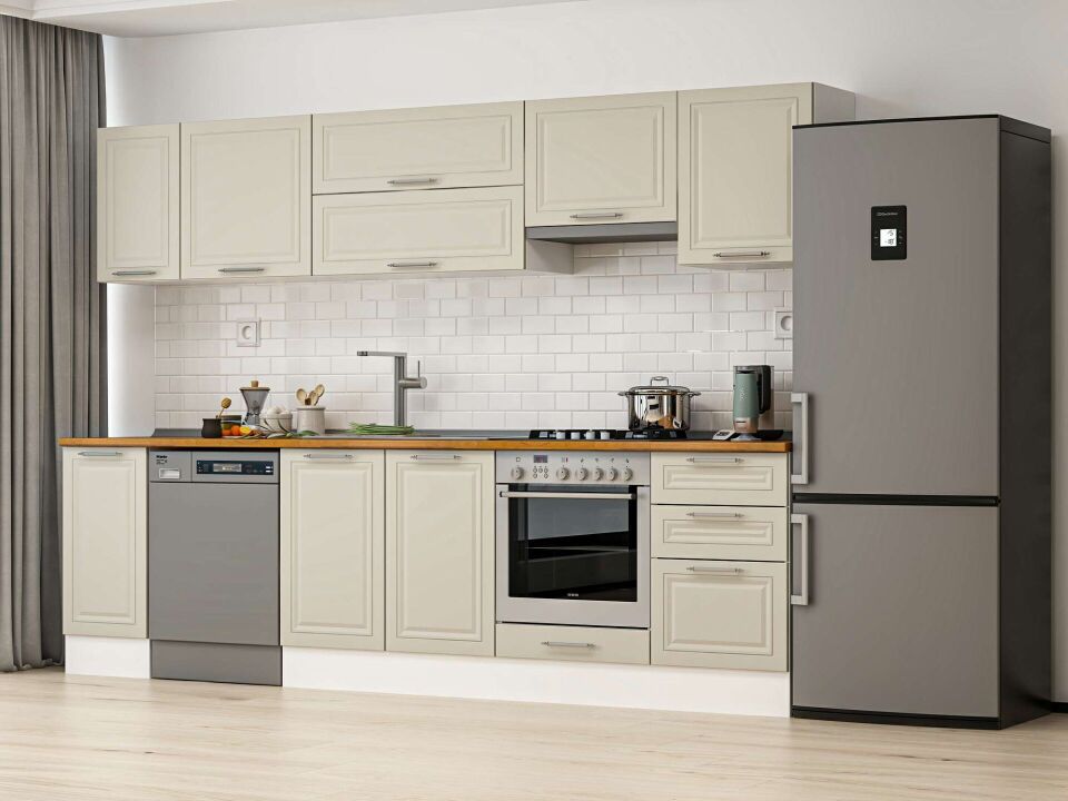Alvinka 290X210 Cm Klasik Mebran Mutfak Dolabı Beyaz Beyaz M-E80S40S50-1