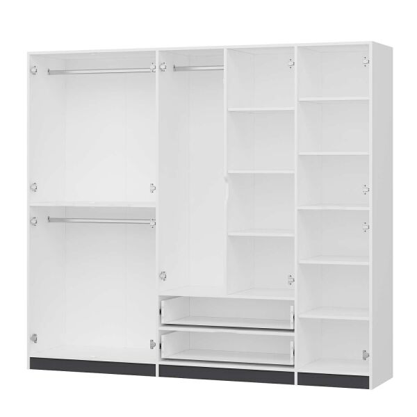 Elina 5 Kapaklı Dolap - Beyaz/Antrasit