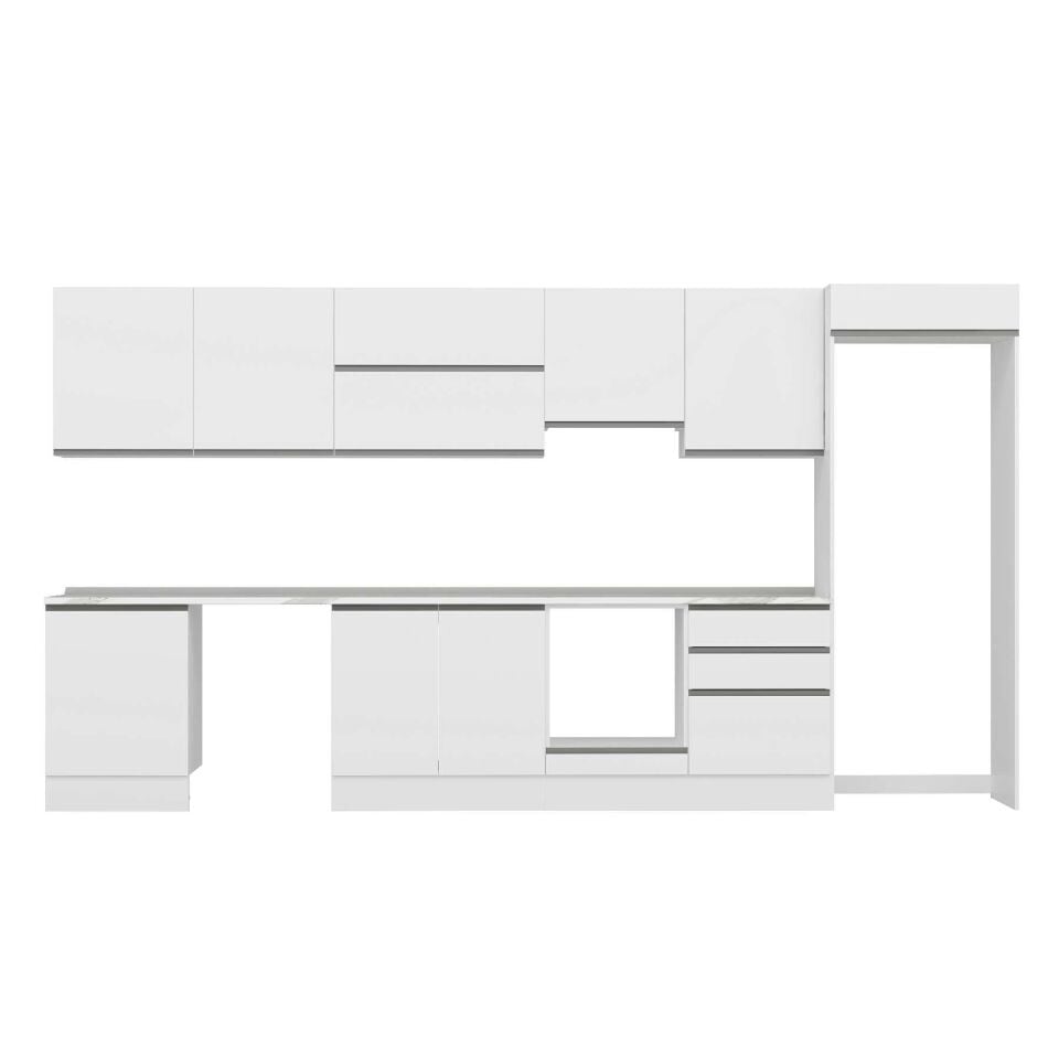 Alvinka 400X222 Cm High Gloss Mutfak Dolabı Mb-E80S60S60-1 High Gloss | Beyaz - Mdf