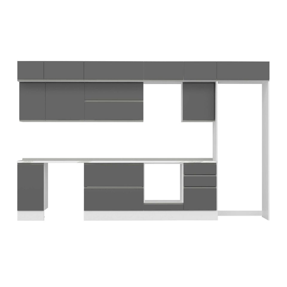 Alvinka 380X240 Cm High Gloss Mutfak Dolabı Mb-E90S40S50-2 High Gloss | Antrasit - Suntalam