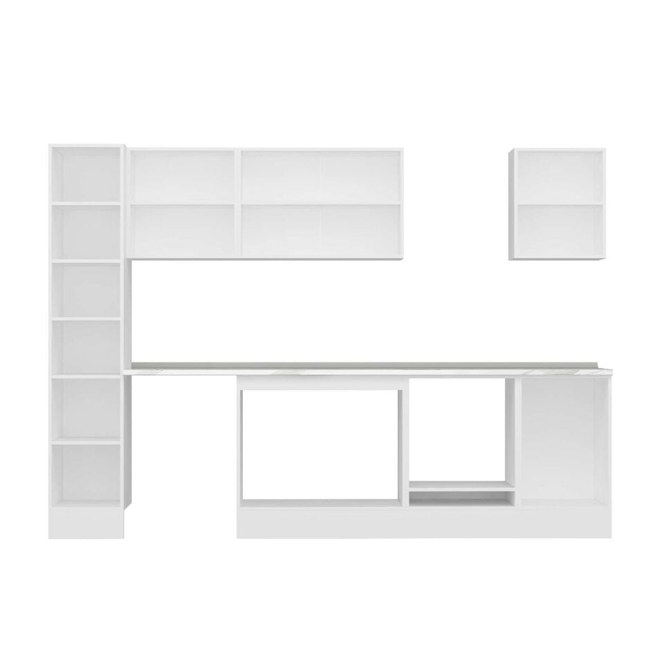 Alvinka 300X210 Cm Klasik Mebran Mutfak Dolabı Mb-E90B40S50-2 Mebran | Beyaz - Suntalam