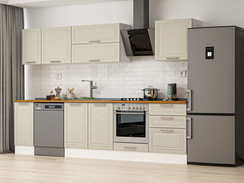 Alvinka 300X210 Cm Klasik Mebran Mutfak Dolabı Beyaz Beyaz M-E80S40S60-2