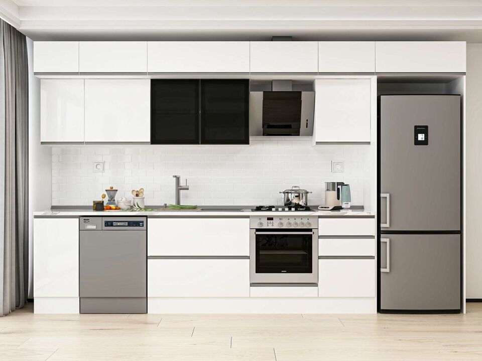 Alvinka 380X240 Cm High Gloss Mutfak Dolabı Mb-E90S40S50-3 High Gloss | Beyaz - Mdf