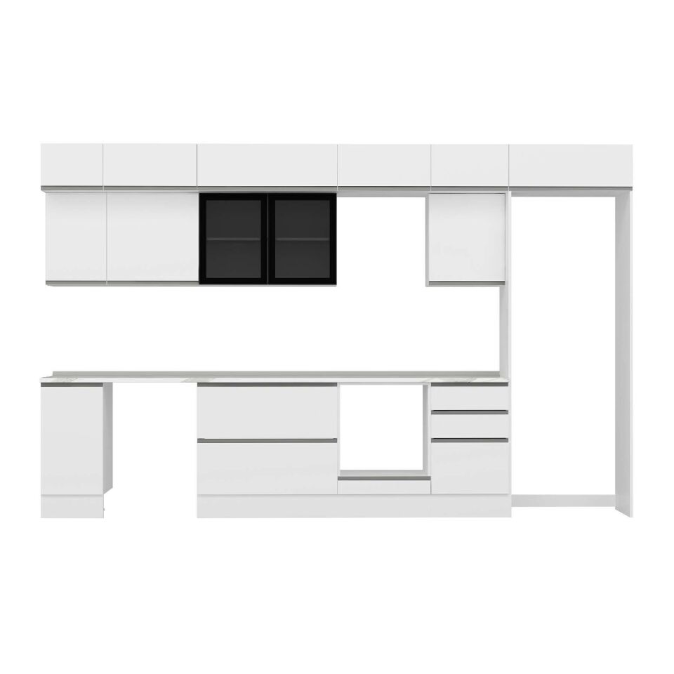 Alvinka 380X240 Cm High Gloss Mutfak Dolabı Mb-E90S40S50-3 High Gloss | Beyaz - Mdf