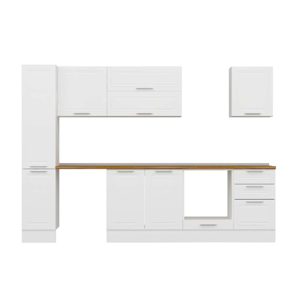 Alvinka 300X210 Cm Klasik Mebran Mutfak Dolabı Mb-E90B40S50-2 Mebran | Beyaz - Mdf