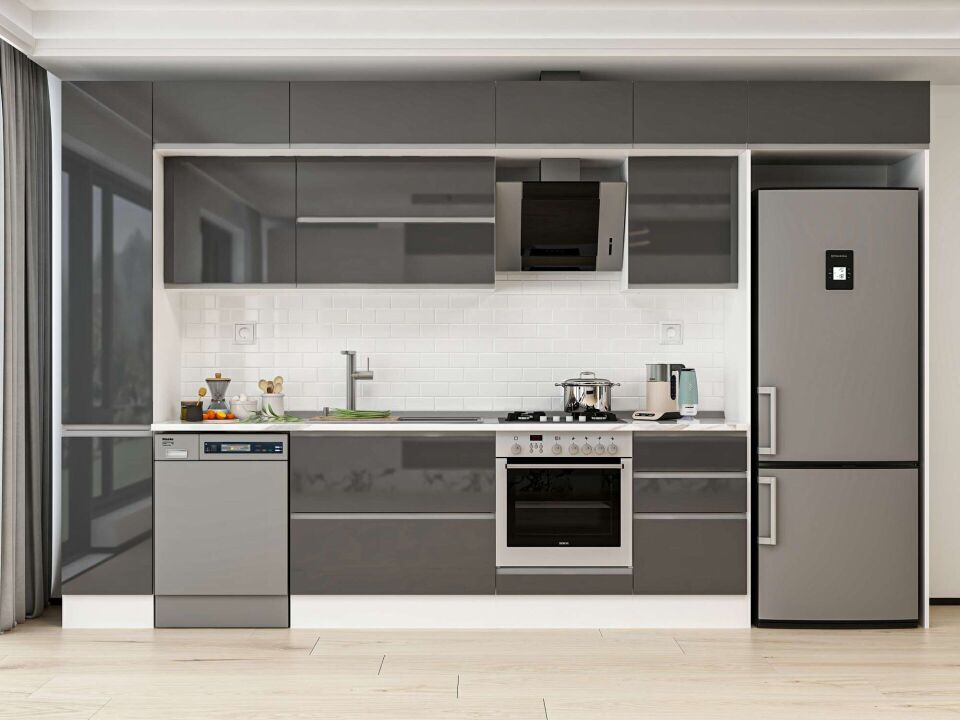 Alvinka 380X240 Cm High Gloss Mutfak Dolabı Mbb-E90B40S50-2