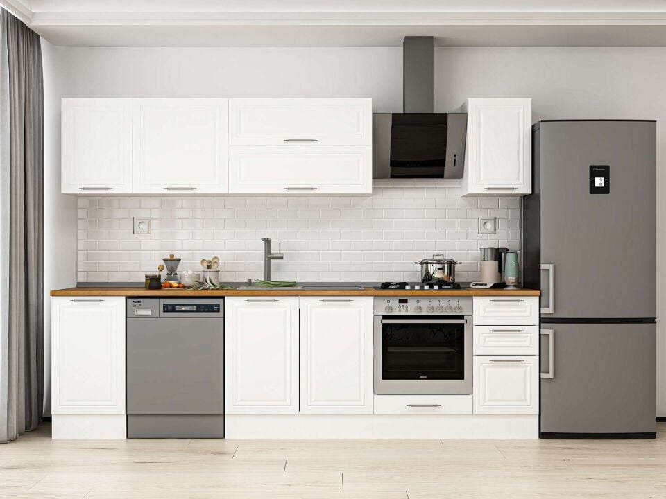 Alvinka 285X210 Cm Klasik Mebran Mutfak Dolabı Beyaz Beyaz M-E80S45S40-2