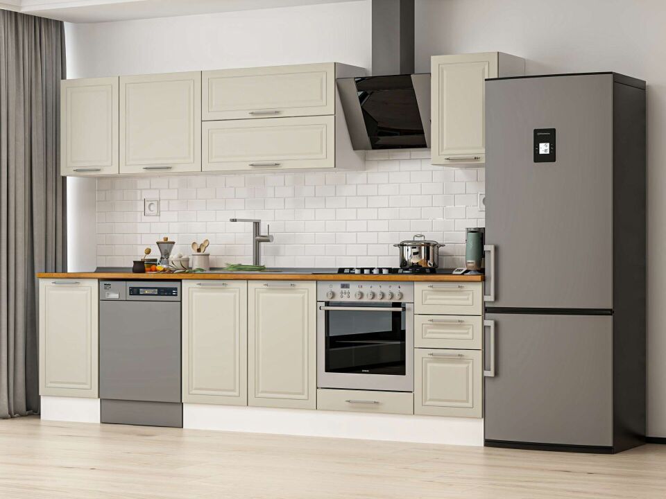 Alvinka 285X210 Cm Klasik Mebran Mutfak Dolabı Beyaz Beyaz M-E80S45S40-2