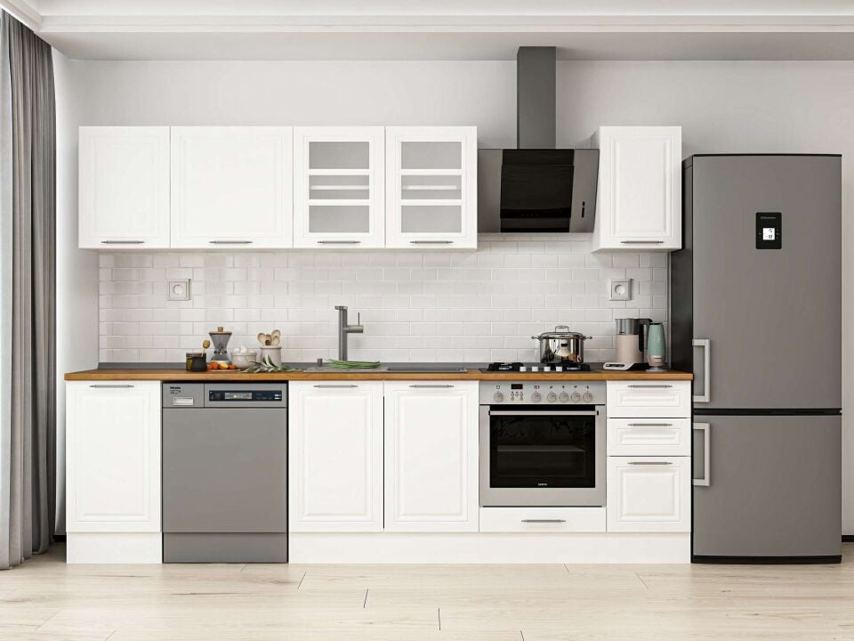 Alvinka 285X210 Cm Klasik Mebran Mutfak Dolabı Beyaz Beyaz M-E80S45S40-3