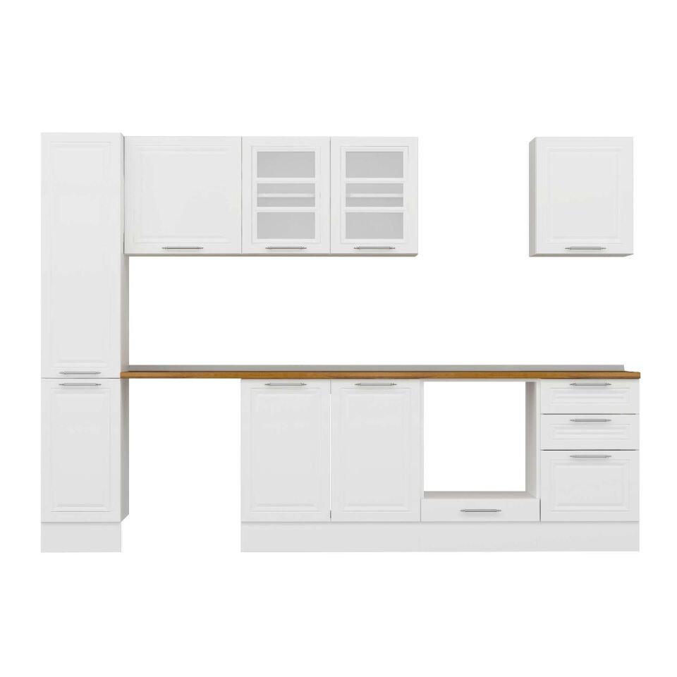 Alvinka 300X210 Cm Klasik Mebran Mutfak Dolabı Mb-E90B40S50-3 Mebran | Beyaz - Suntalam