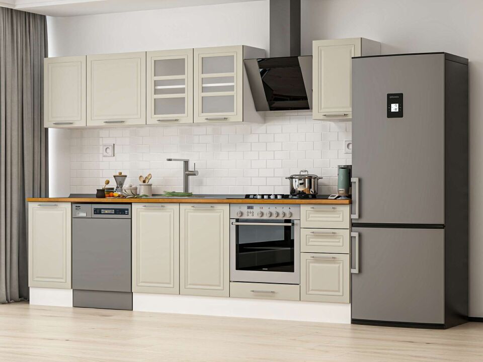 Alvinka 285X210 Cm Klasik Mebran Mutfak Dolabı Beyaz Beyaz M-E80S45S40-3