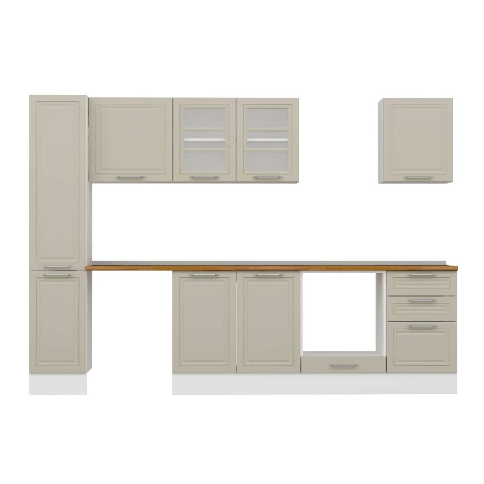Alvinka 300X210 Cm Klasik Mebran Mutfak Dolabı Mb-E90B40S50-3 Mebran | Kumtaşı - Suntalam