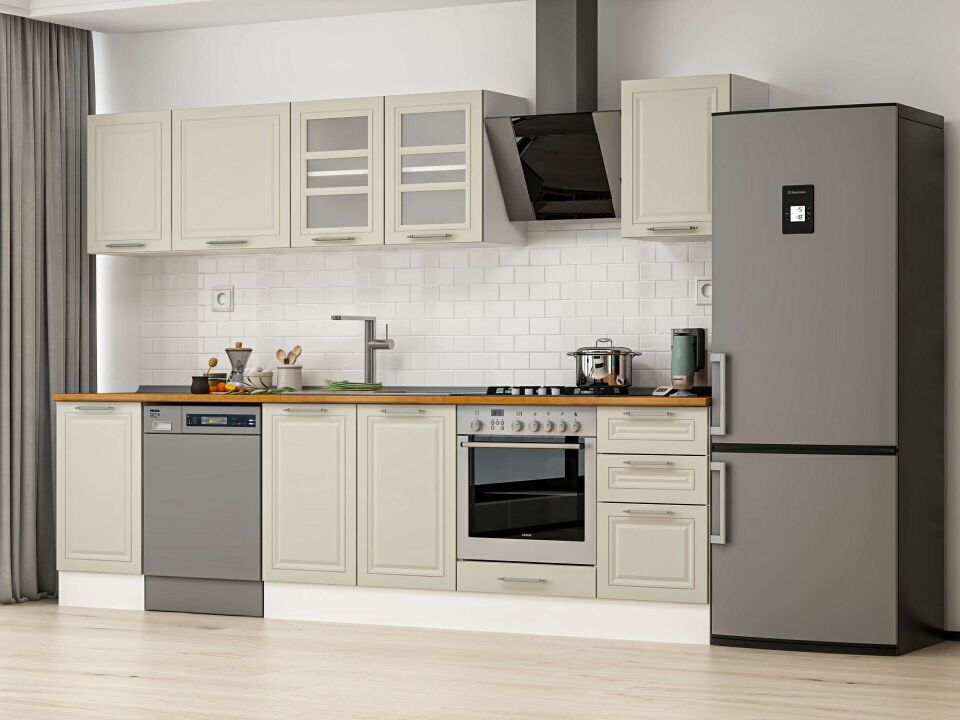 Alvinka 290X210 Cm Klasik Mebran Mutfak Dolabı Beyaz Beyaz M-E80S45S45-3