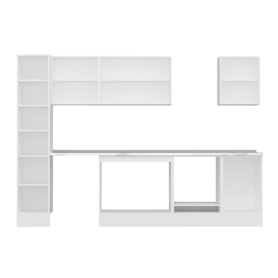 Alvinka 300X210 Cm Klasik Mebran Mutfak Dolabı Mb-E90B40S50-3 Mebran | Antrasit - Mdf