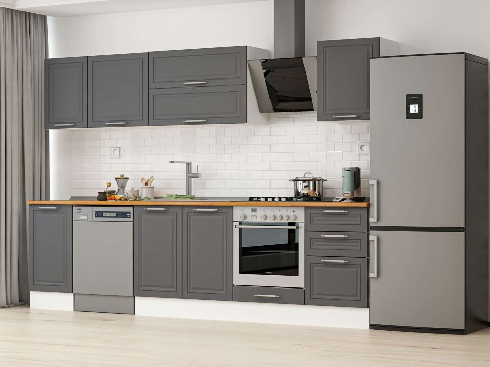 Alvinka 295X210 Cm Klasik Mebran Mutfak Dolabı Beyaz Beyaz M-E80S45S50-2