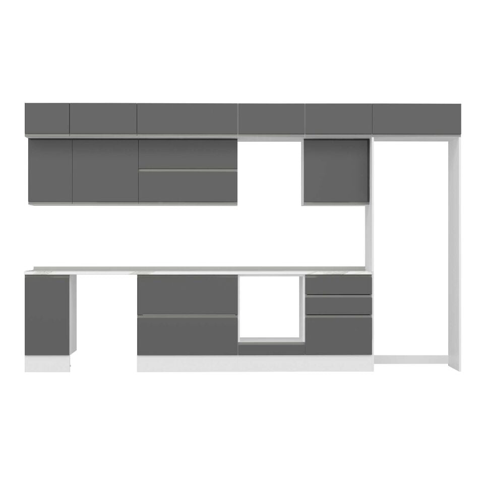 Alvinka 390X240 Cm High Gloss Mutfak Dolabı Mb-E90S40S60-2 High Gloss | Antrasit - Mdf